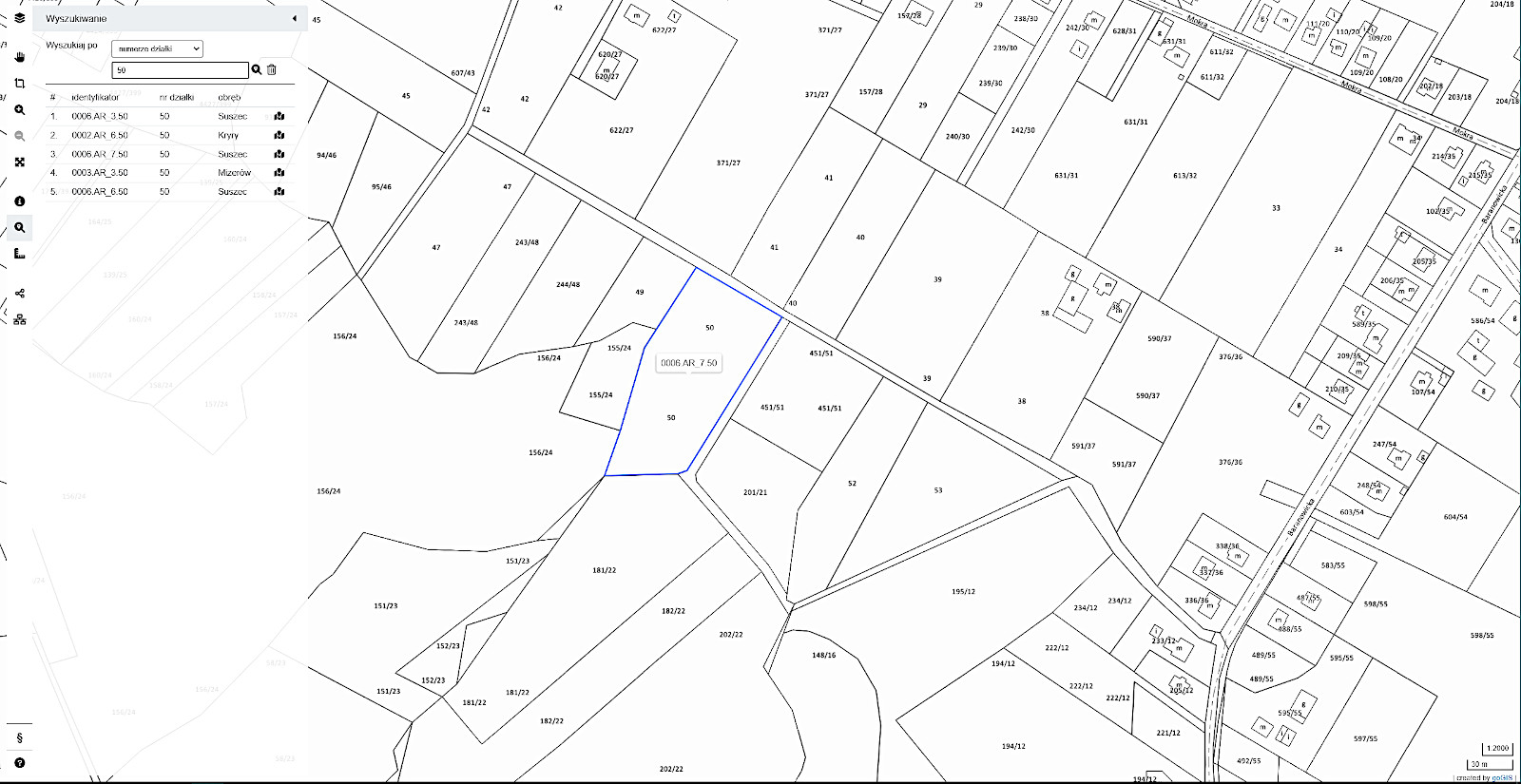 goGISmap - moduł wyszukiwanie