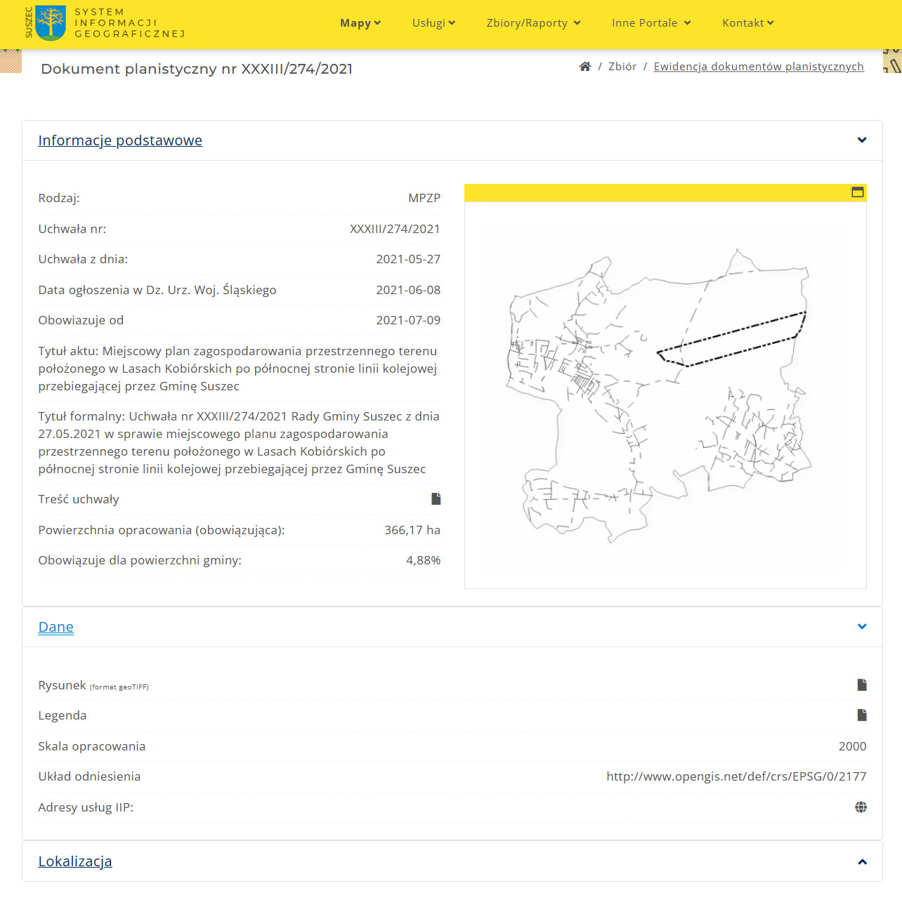 goGISportal - ewidencja dokumentów planistycznych