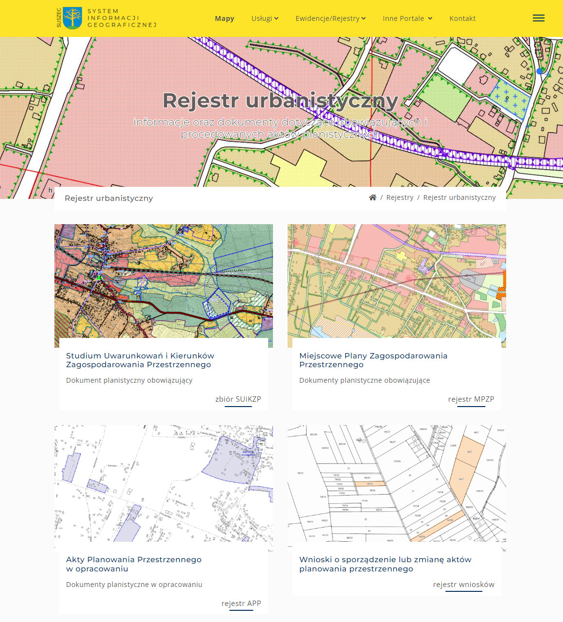 rejestr urbanistyczny aktów planowania przestrzennego, dokumenty planistyczne